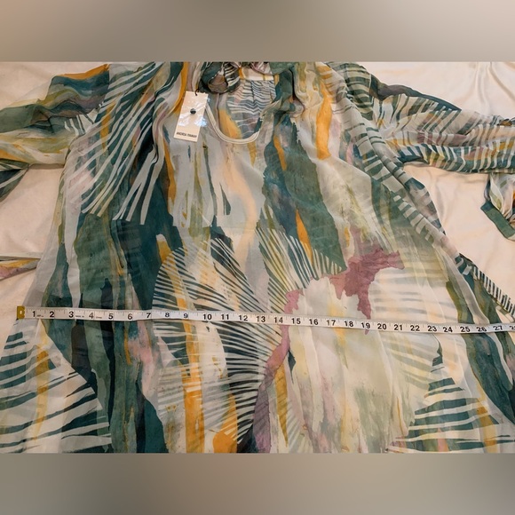 NWT Andrea Iyamah Sade Cover Up Chiffon Maxi Dress Size S/M (US 6-10) Blue/Gold - Picture 13 of 16